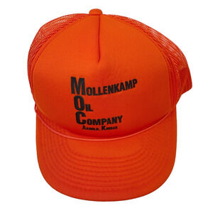 Vintage Mollenkamp Oil Company Arnold Kansas Orange Snapback Trucker Hat Cap